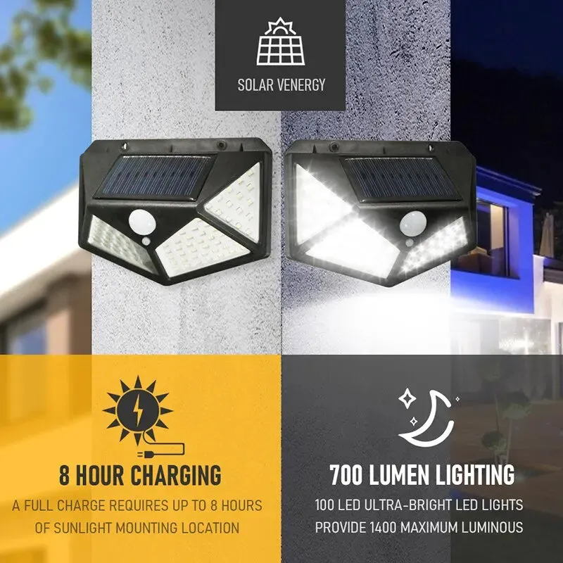 100 Led Solar Wall Light with Motion Sensor