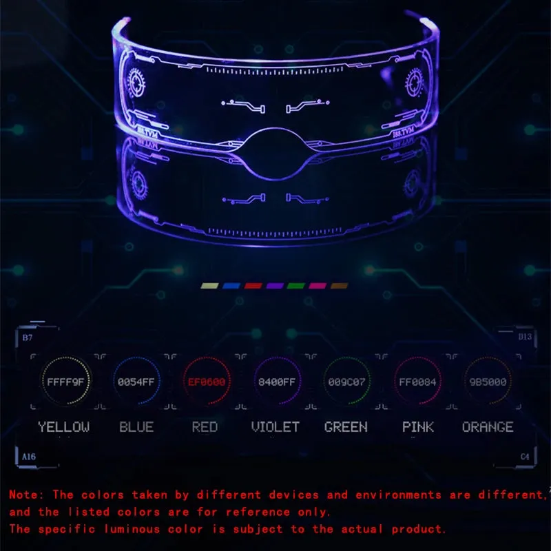 10682 1l-390 Gafas LED luminosas para disfraz, lentes