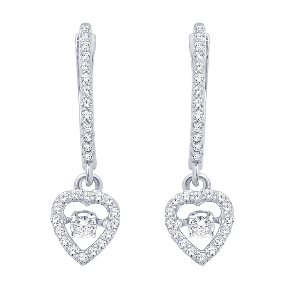 10K White Gold 2/5 Ct.Tw.Moving Diamond Fashion Earrings