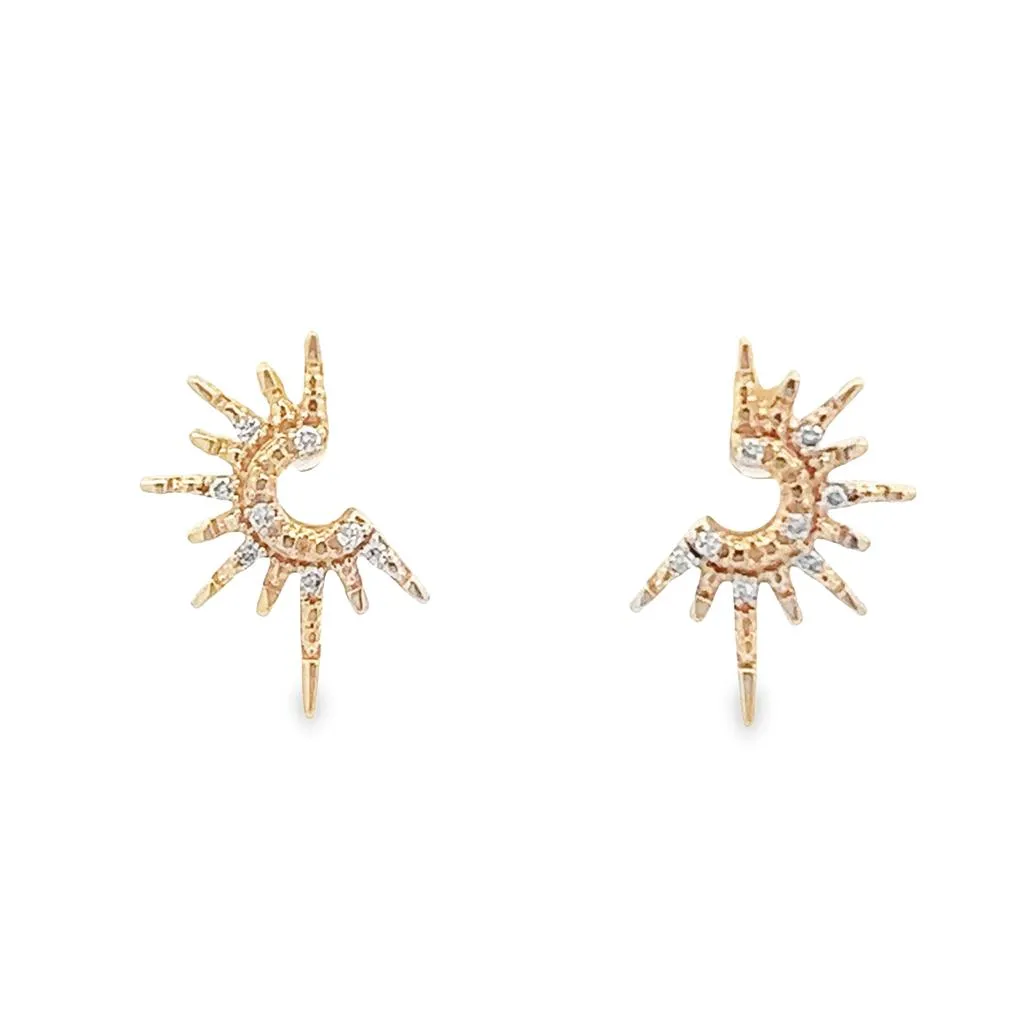 14K Yellow Gold 0.06ctw Sunshine Diamond Stud Earrings