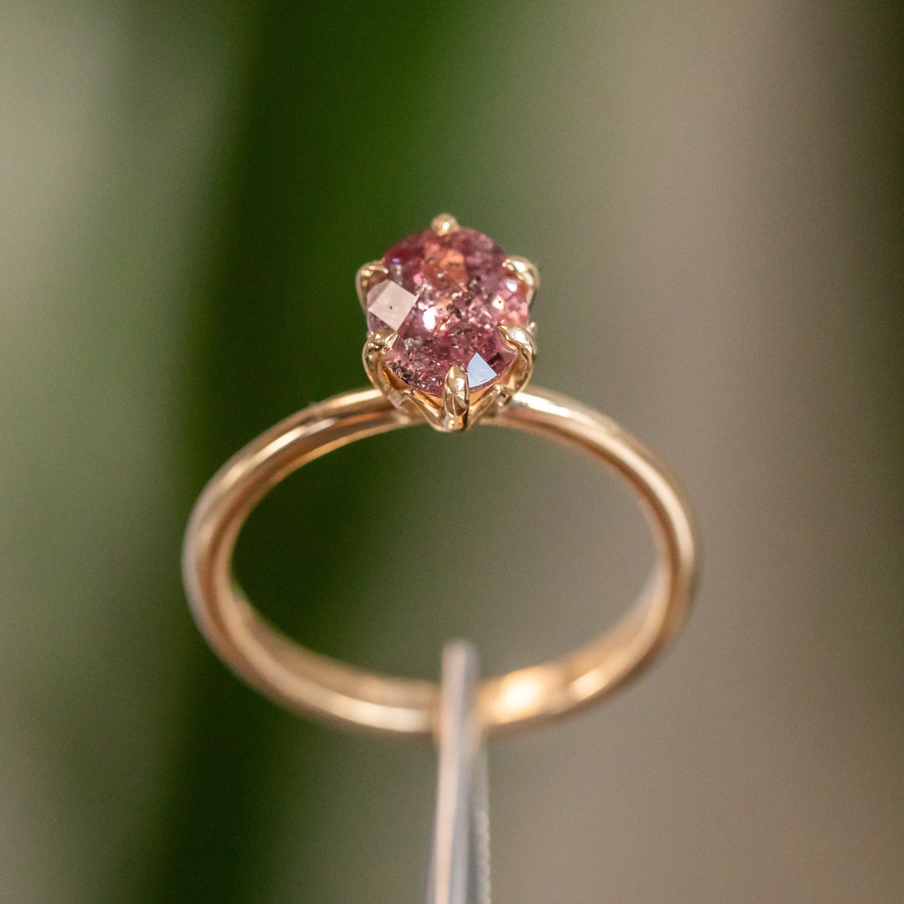 1.52ct Imperial Garnet Lotus Six Prong Solitaire in 14k Yellow Gold