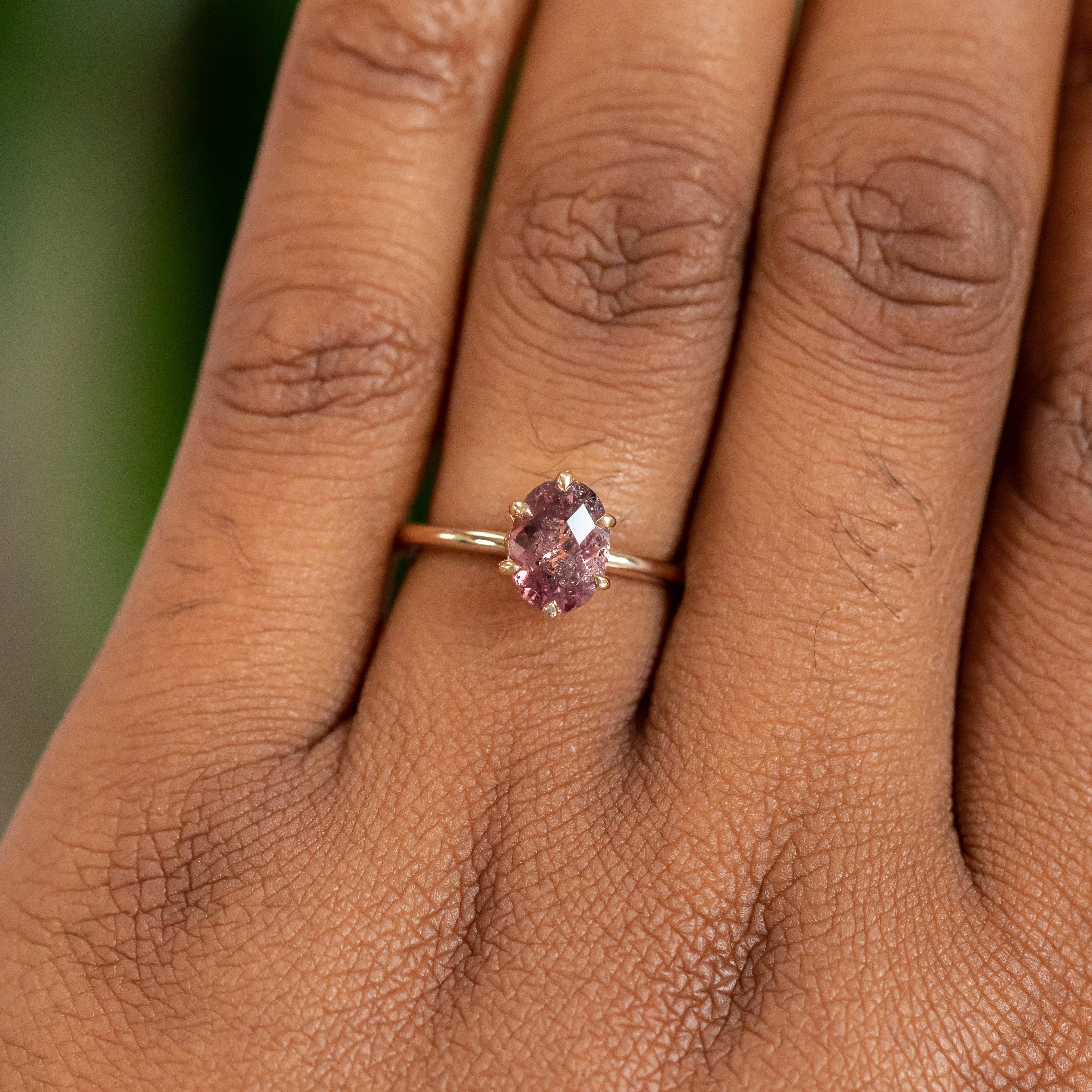 1.52ct Imperial Garnet Lotus Six Prong Solitaire in 14k Yellow Gold
