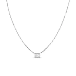 18K WHITE GOLD  EMERALD CUT DIAMOND NECKLACE