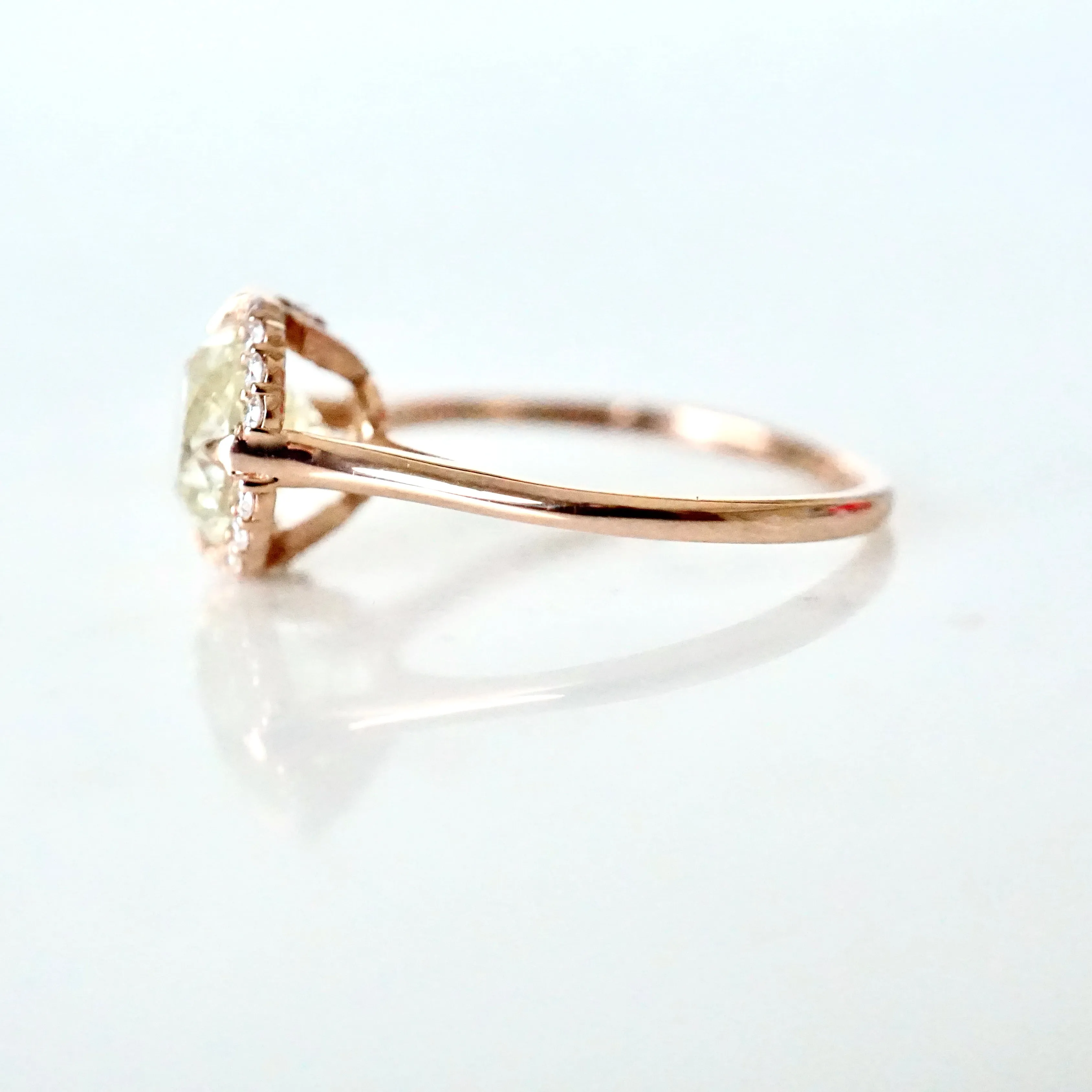 2 carat Salt and Pepper Diamond Ring - Light Champagne Diamond Compass Ring 14k Rose Gold