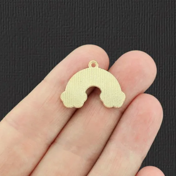 4 Rainbow Gold Tone Enamel Charms - E896