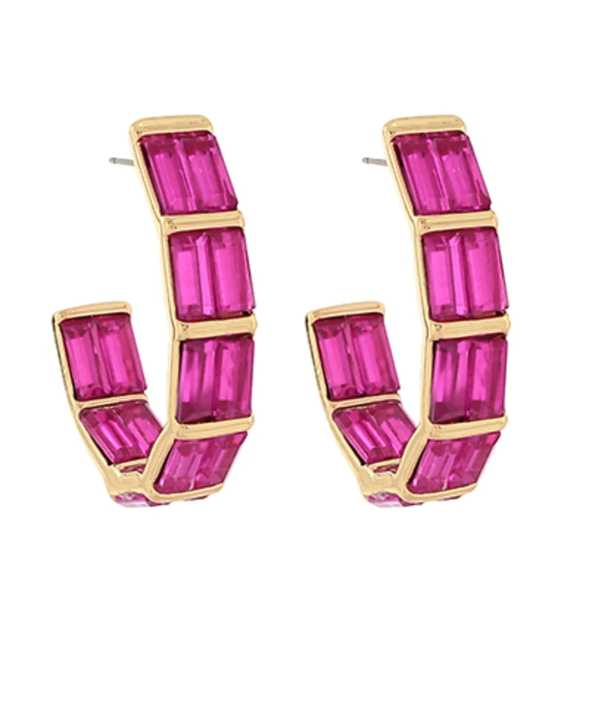 Angled Baguette Glass Hoops