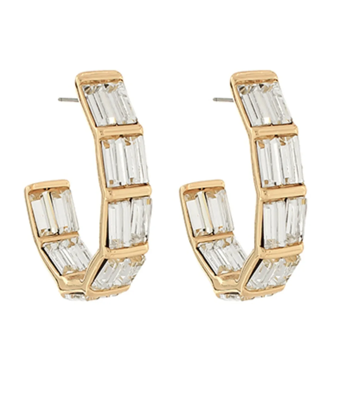 Angled Baguette Glass Hoops