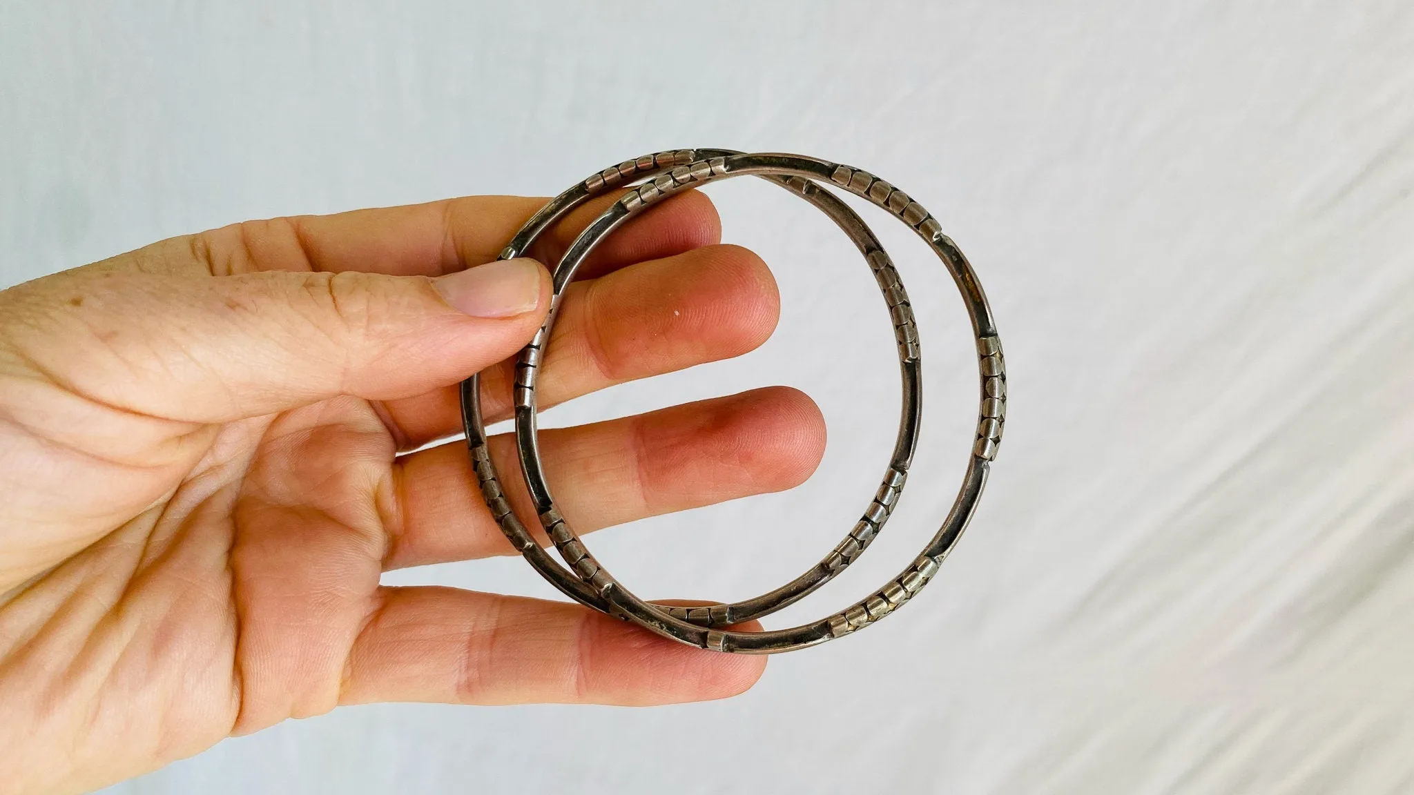 Antique Silver Berber Bangles. Pair. Set. Sterling. 0308