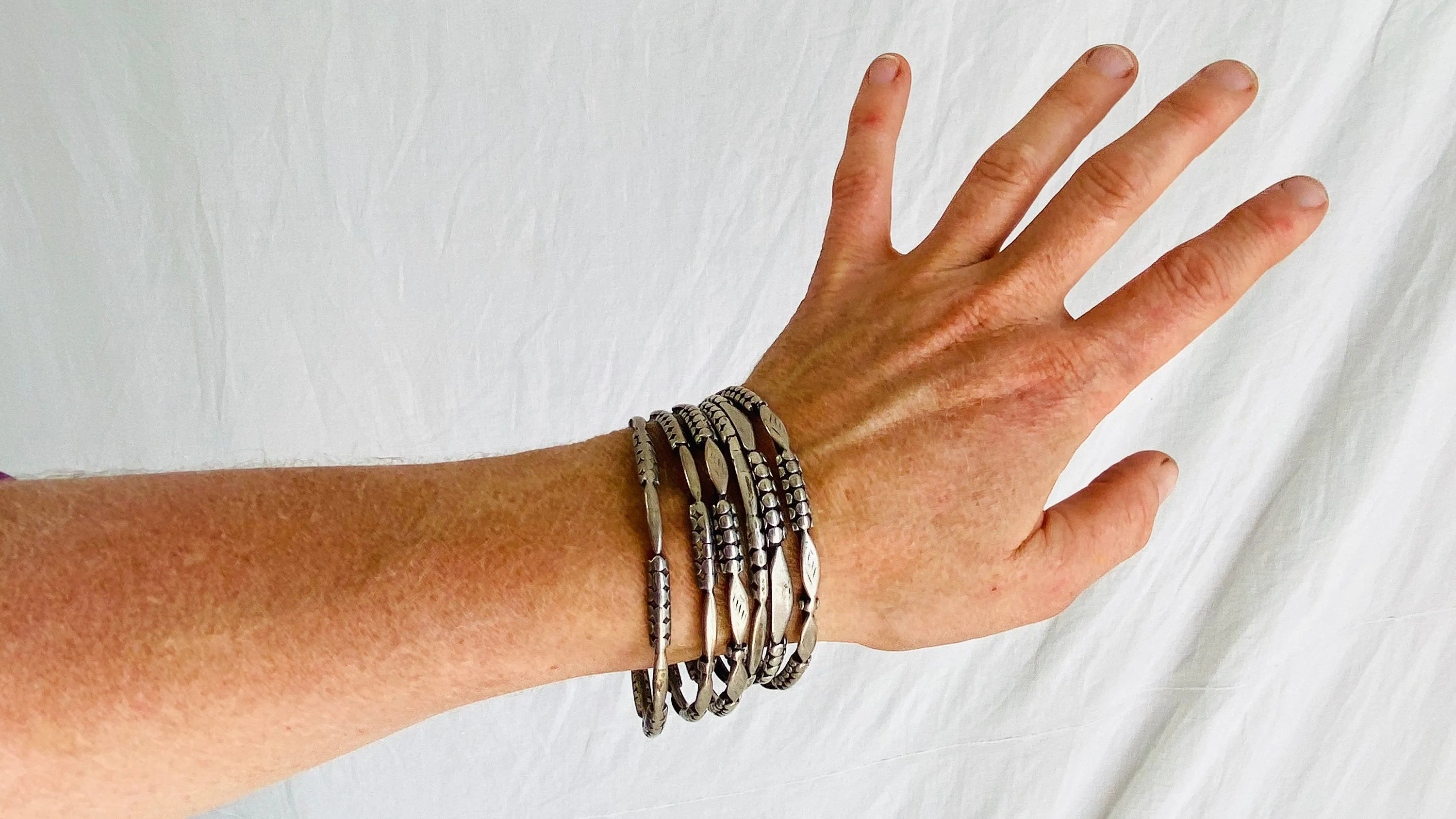 Antique Silver Berber Bangles. Set. Sterling