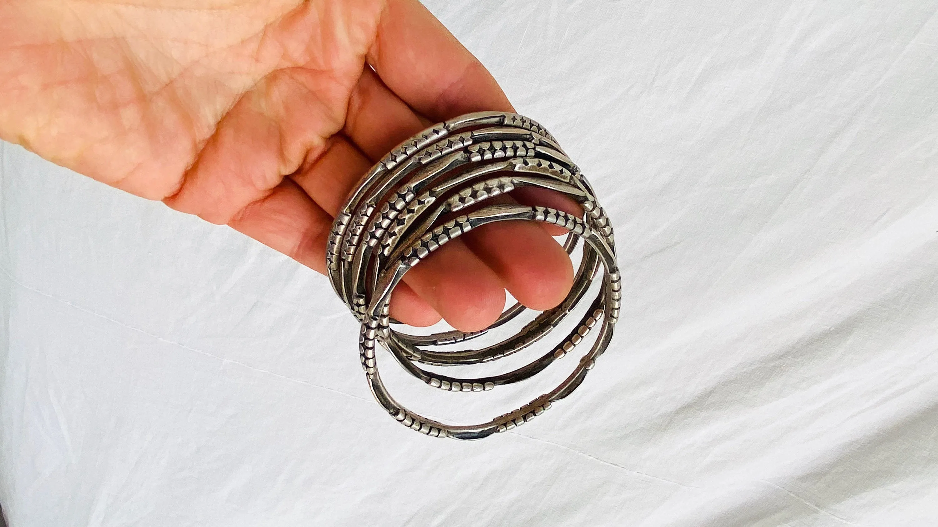 Antique Silver Berber Bangles. Set. Sterling