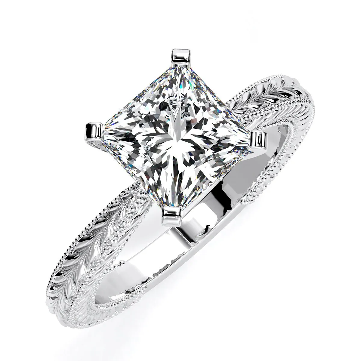 Azalea - GIA Natural Princess Diamond Engagement Ring