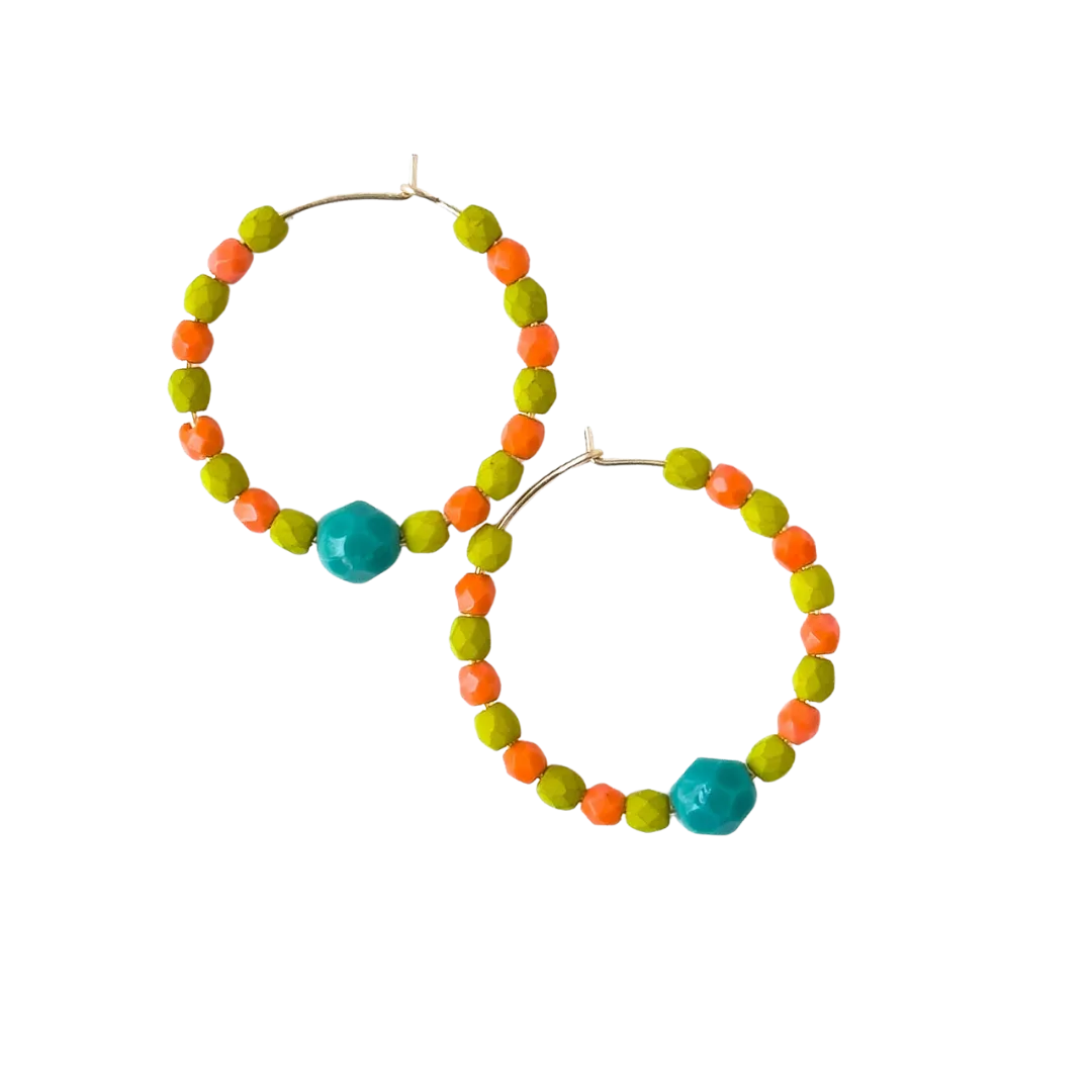 Colorful Gold Filled Hoops with Beads