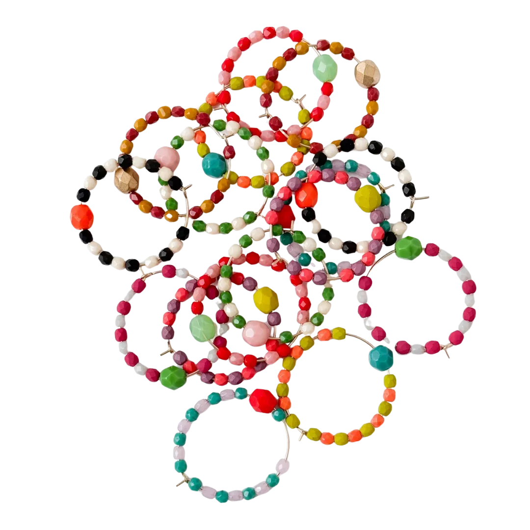 Colorful Gold Filled Hoops with Beads