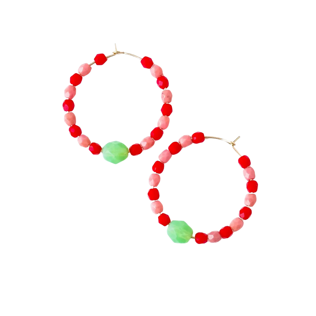 Colorful Gold Filled Hoops with Beads