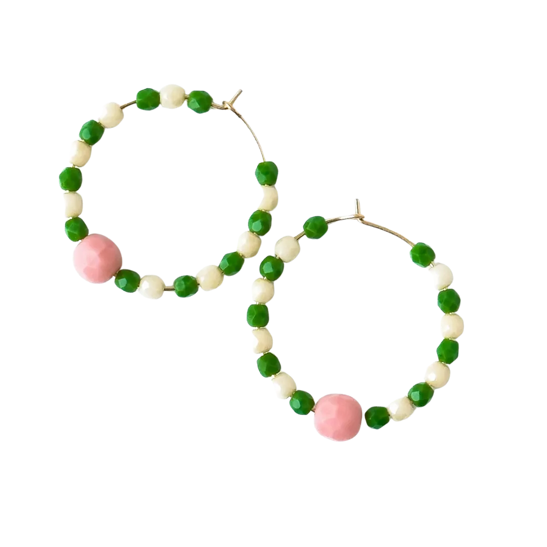 Colorful Gold Filled Hoops with Beads