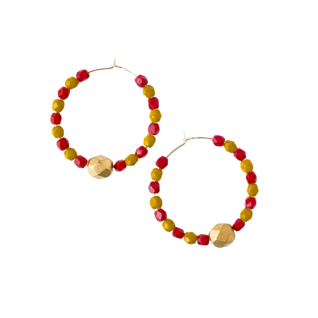 Colorful Gold Filled Hoops with Beads