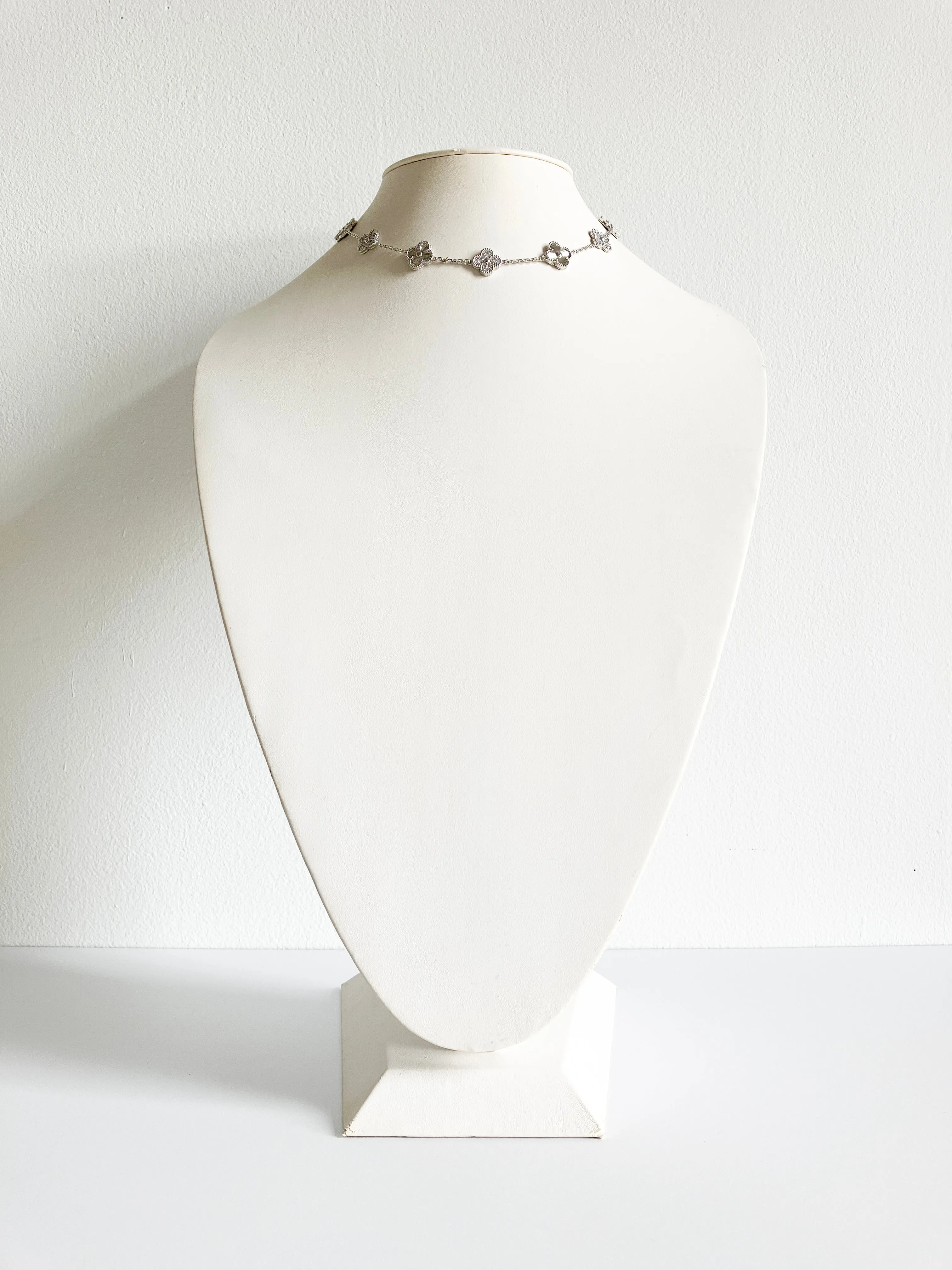Cubic Zirconia and Radiant Quatrefoil Choker in Silver