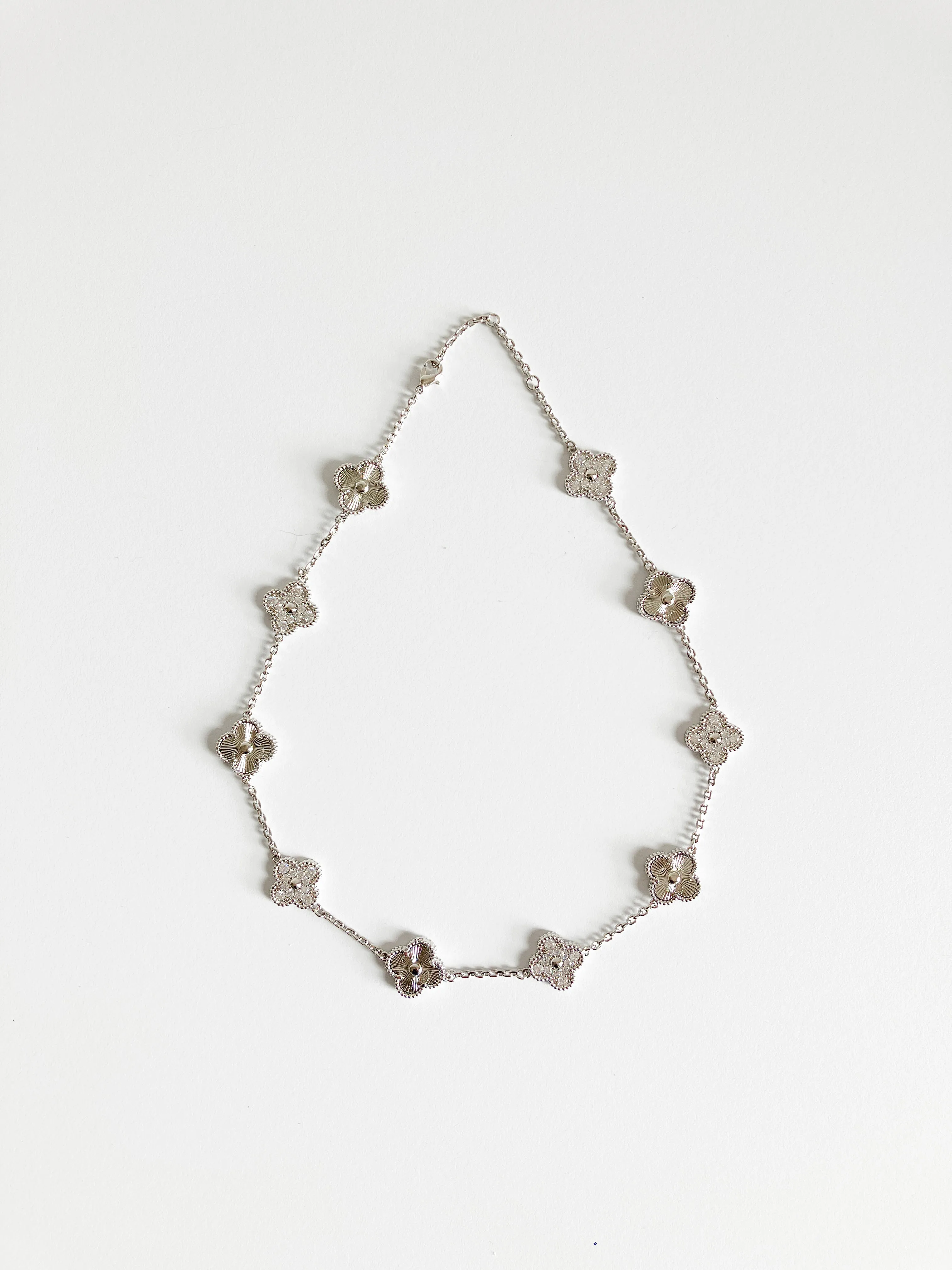 Cubic Zirconia and Radiant Quatrefoil Choker in Silver