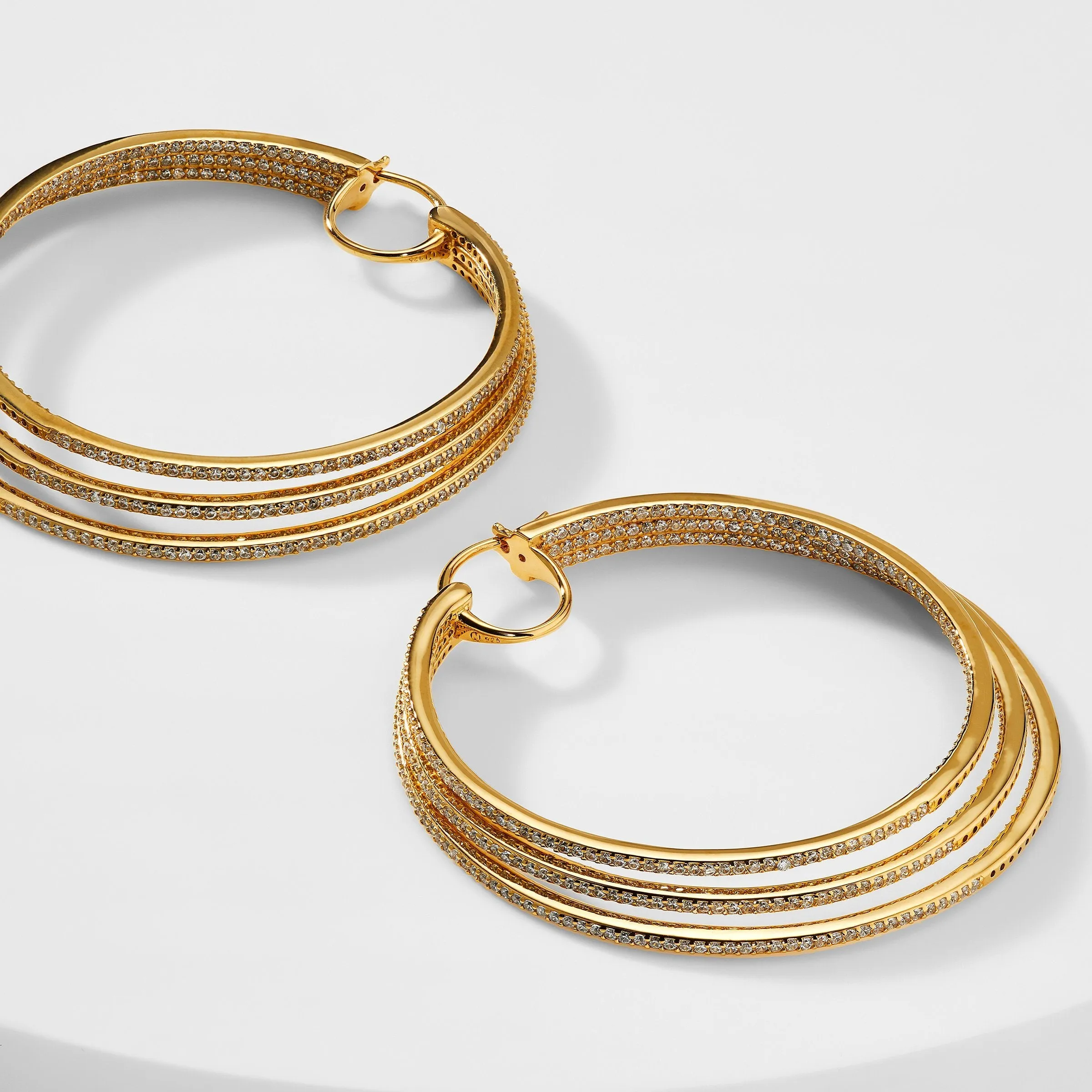 DRAMATIX STERLING SILVER TRIPLE HOOP EARRINGS
