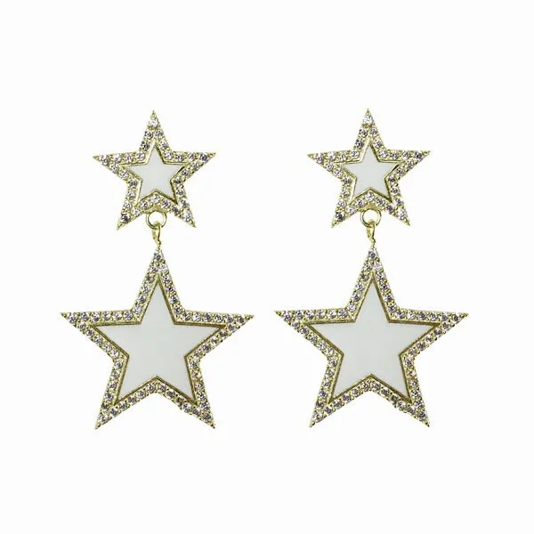 ENAMEL DOUBLE STAR EARRINGS