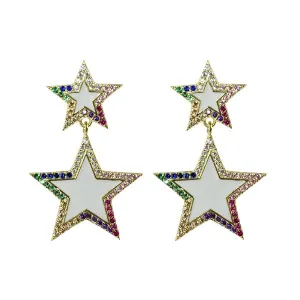 ENAMEL DOUBLE STAR EARRINGS