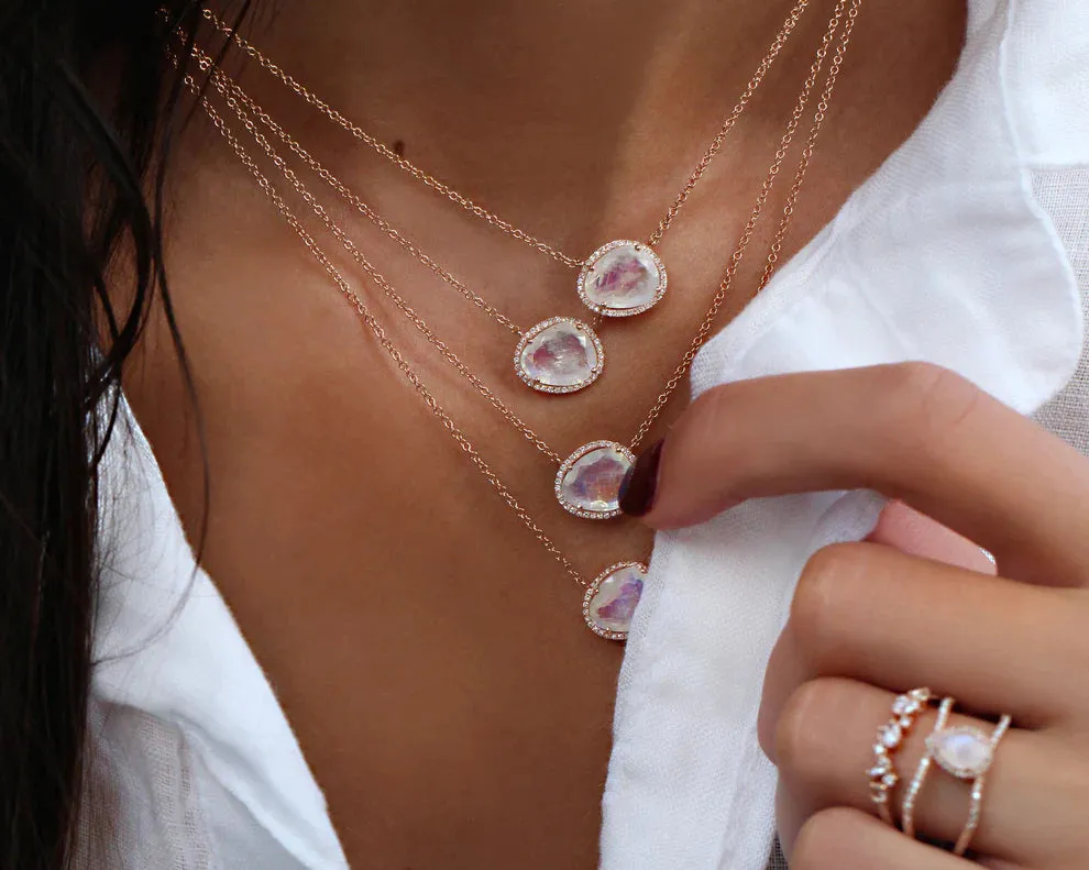 Free Form Moonstone & Diamond Necklace