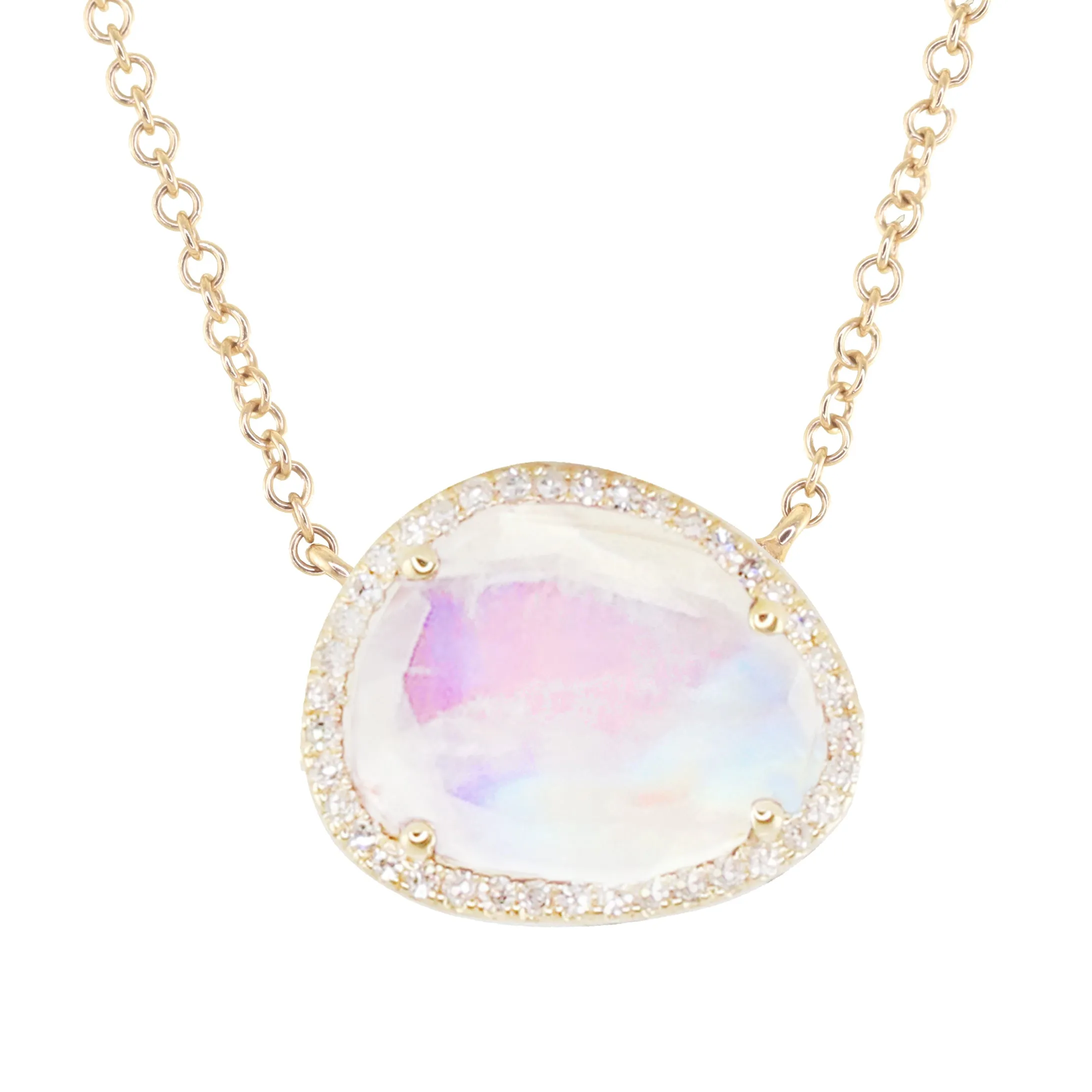 Free Form Moonstone & Diamond Necklace