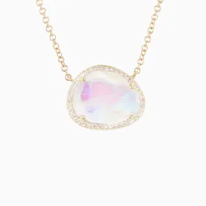 Free Form Moonstone & Diamond Necklace