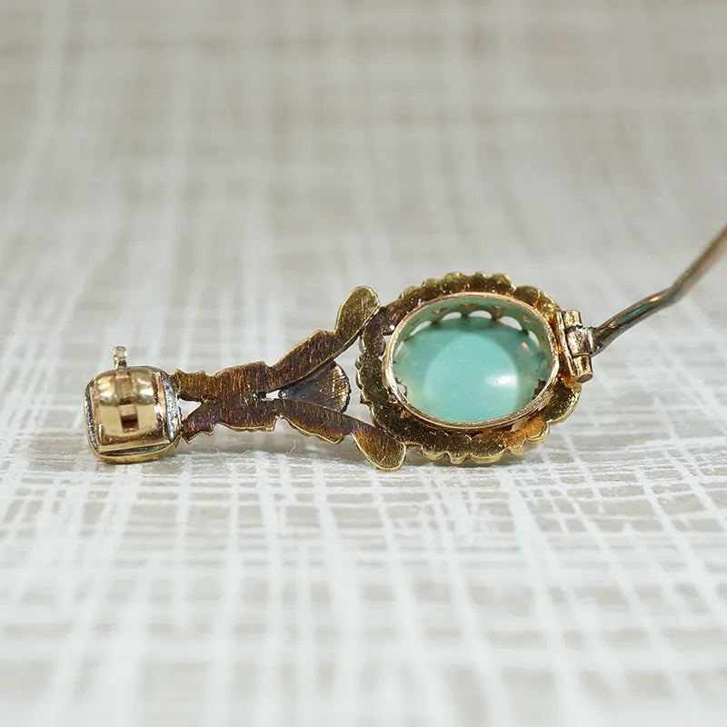 Gem Set 18k Gold Comet Brooch