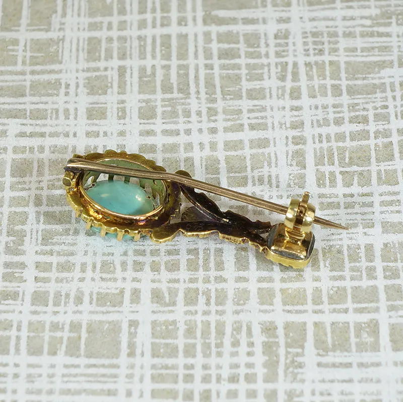 Gem Set 18k Gold Comet Brooch