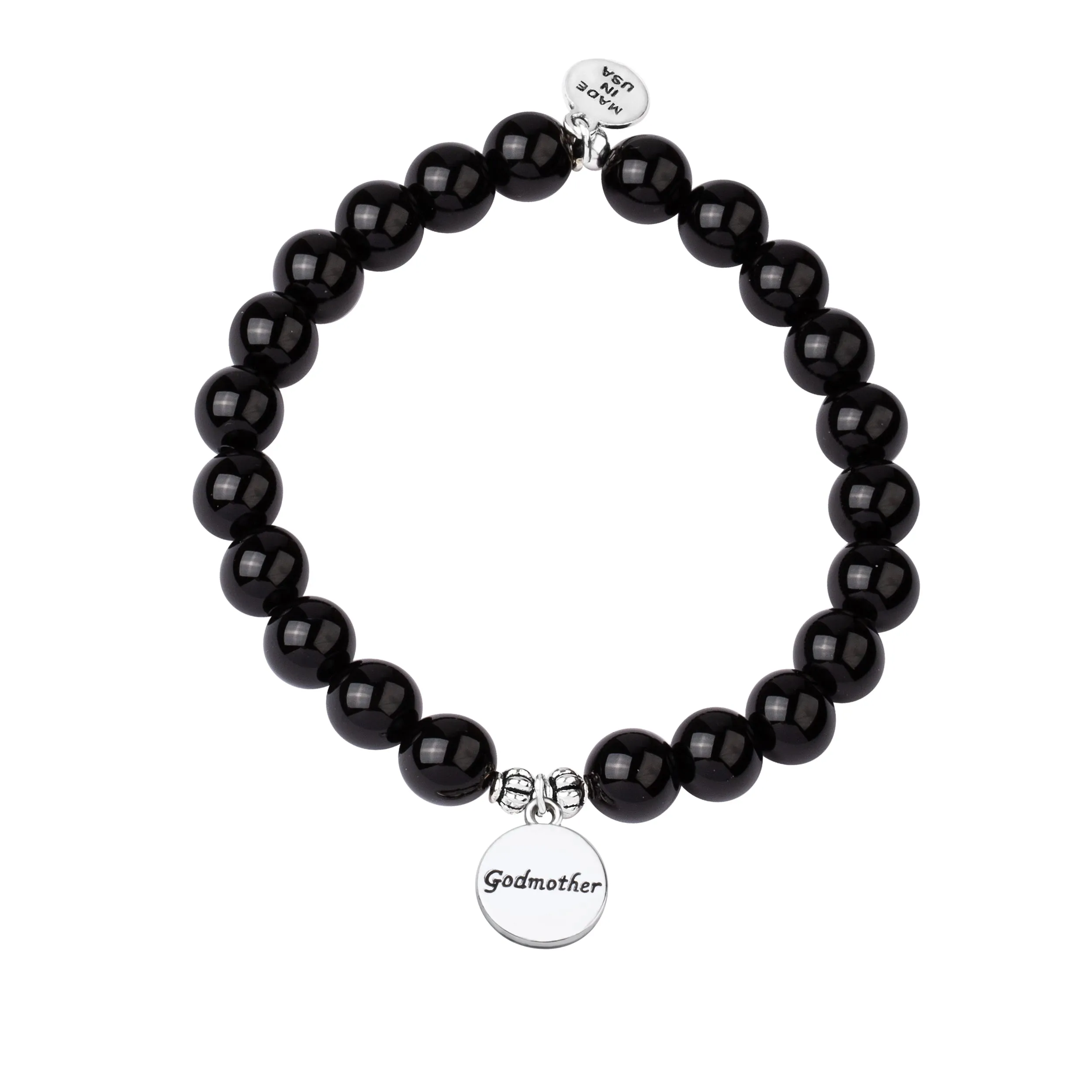 Godmother | Stone Beaded Charm Bracelet | Onyx