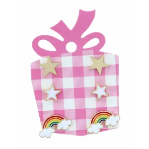 Gold Star, White Star, Rainbow Earring