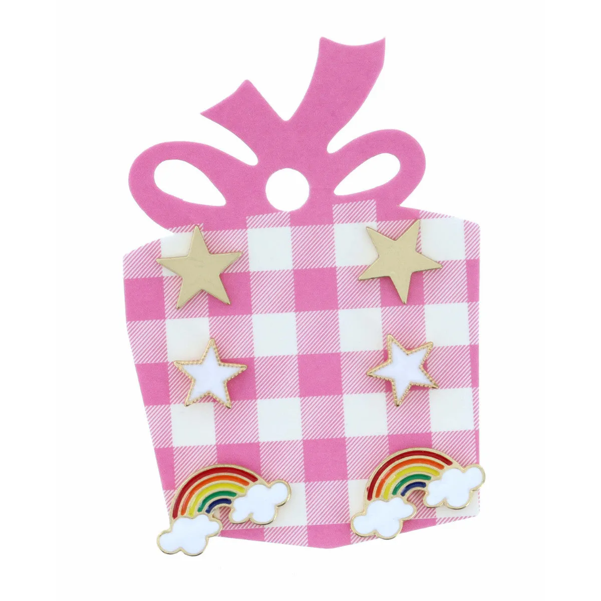 Gold Star, White Star, Rainbow Earring