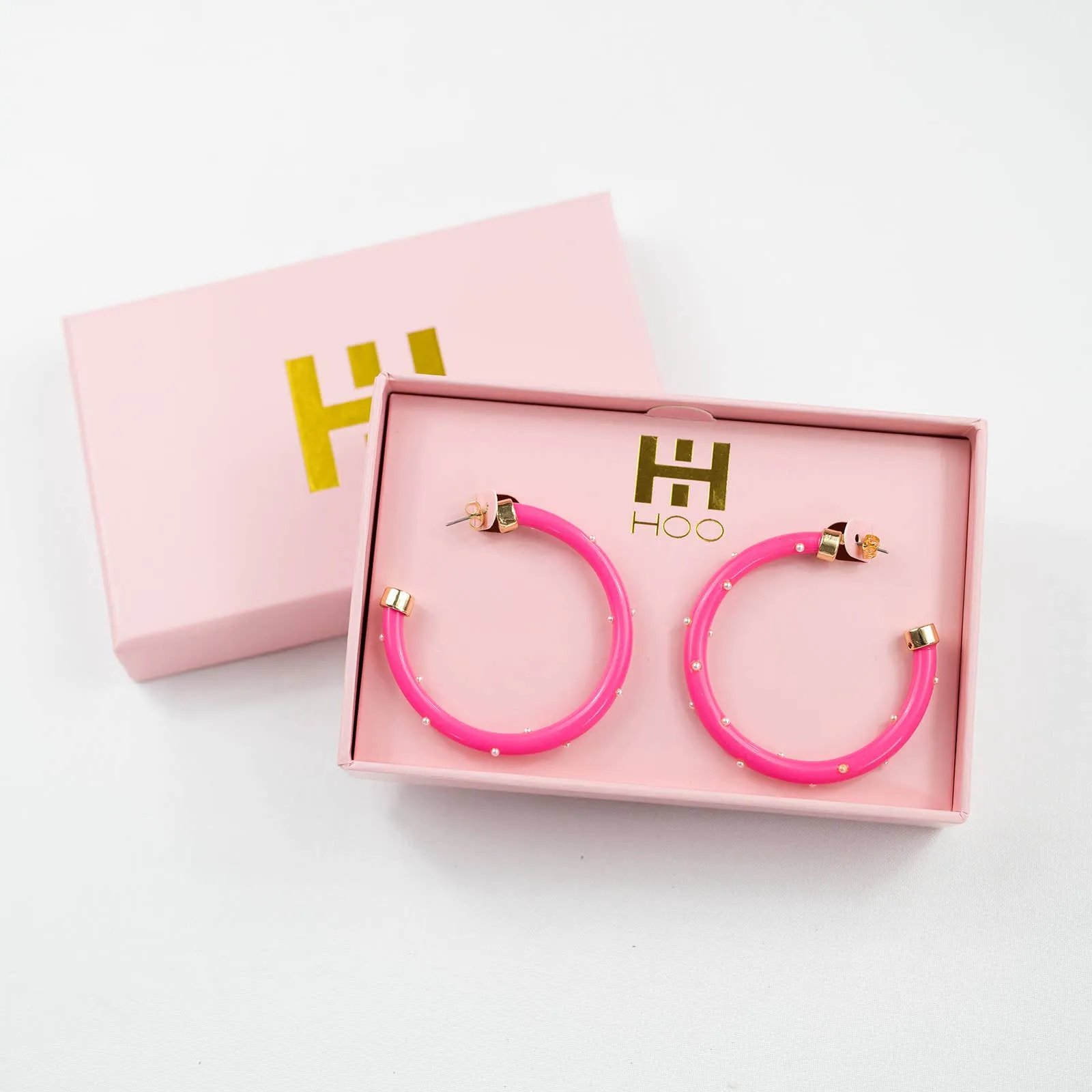 Hoo Hoops -Hot Pink with Pearls