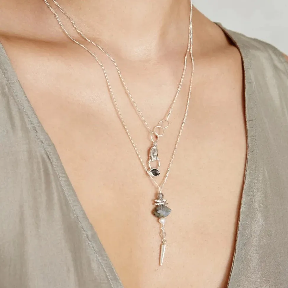 Hypersthene Mano Evil Eye Charm Necklace