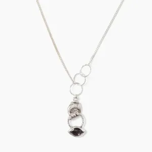 Hypersthene Mano Evil Eye Charm Necklace