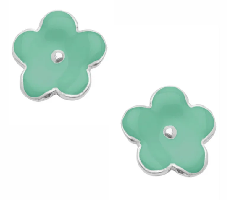 Karine Sultan Delicate Green Enamel Flower Earring Studs