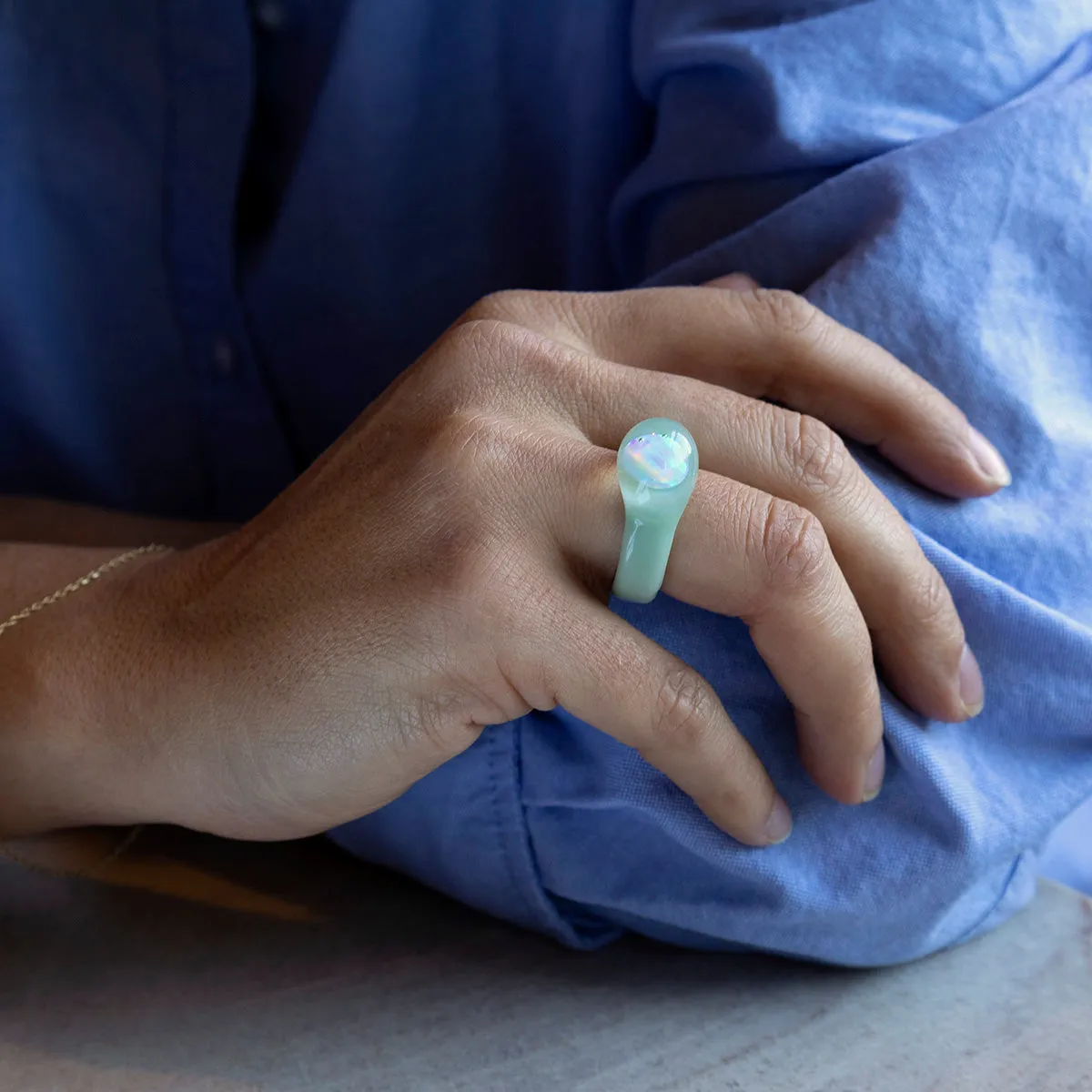 Large Opal Glass Ring