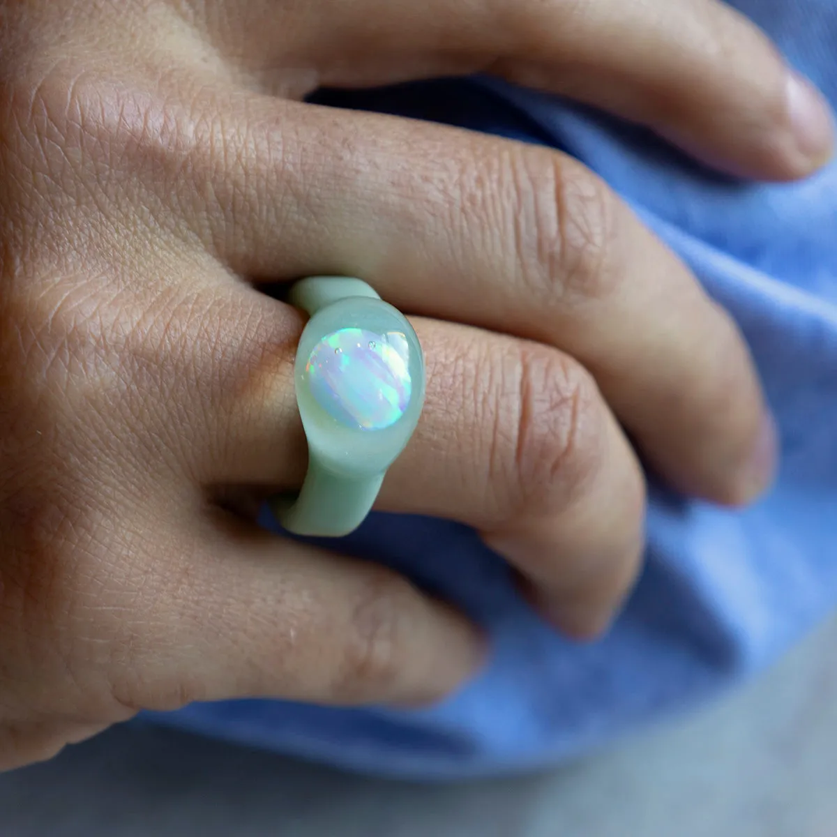 Large Opal Glass Ring
