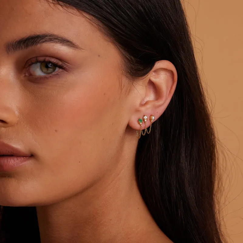 MAY EMERALD BIRTHSTONE STUDS