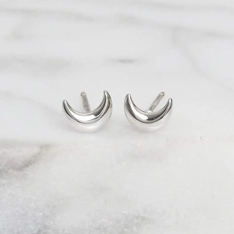 Midsummer Star Delicate Crescent Studs - Silver
