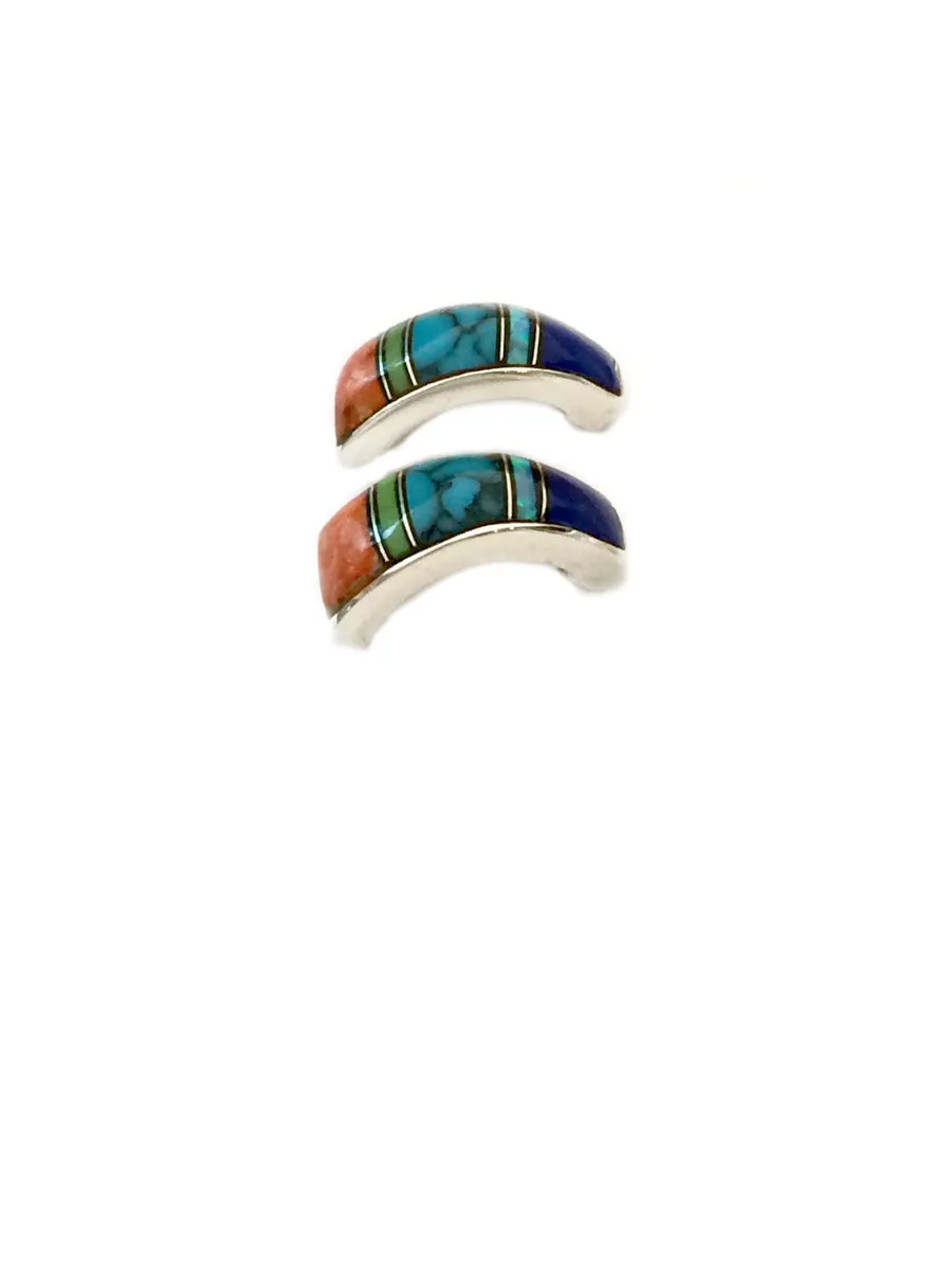 Multistone Inlay Post Hoops