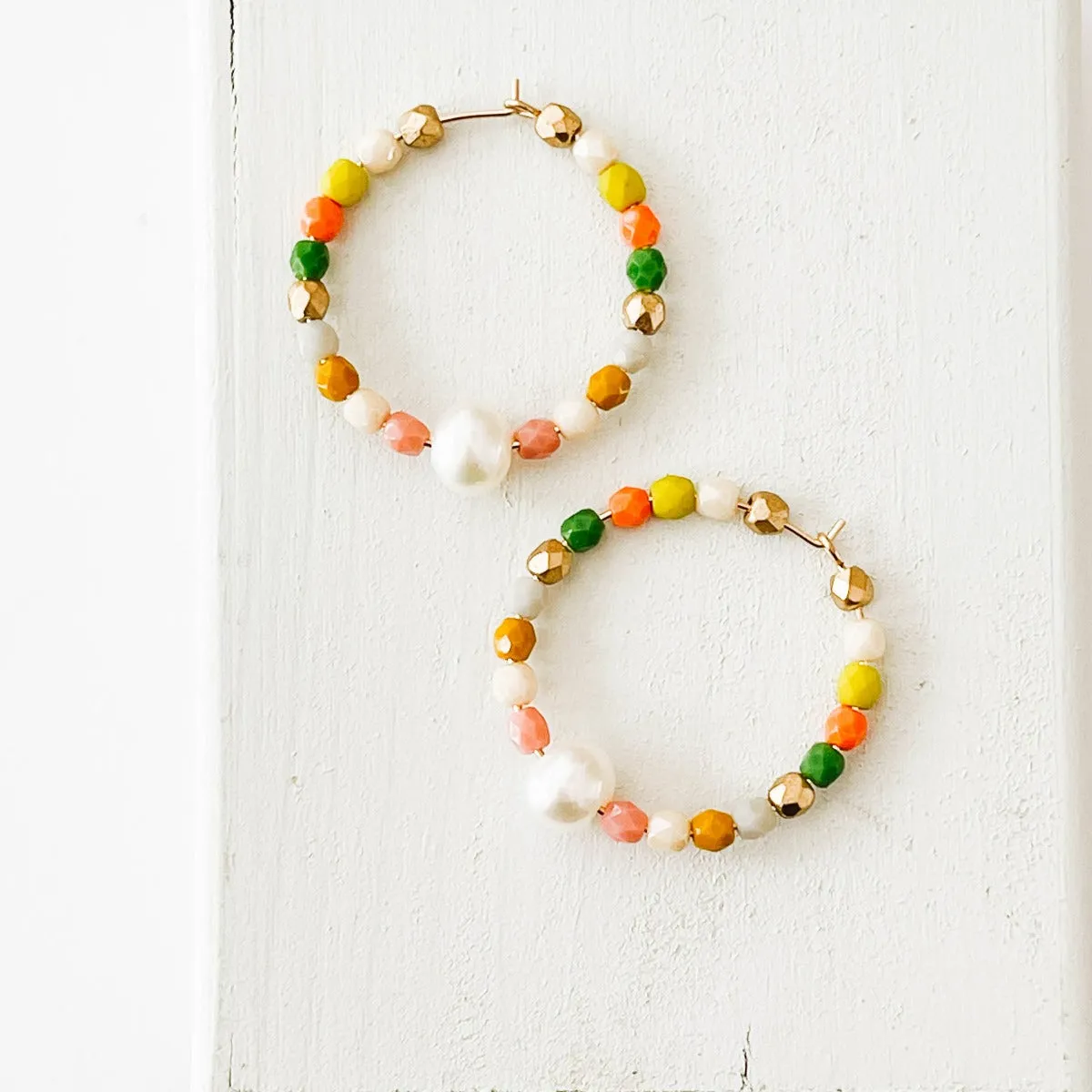 Nest Pretty Things | Pastel Gold filled Pearl Hoops