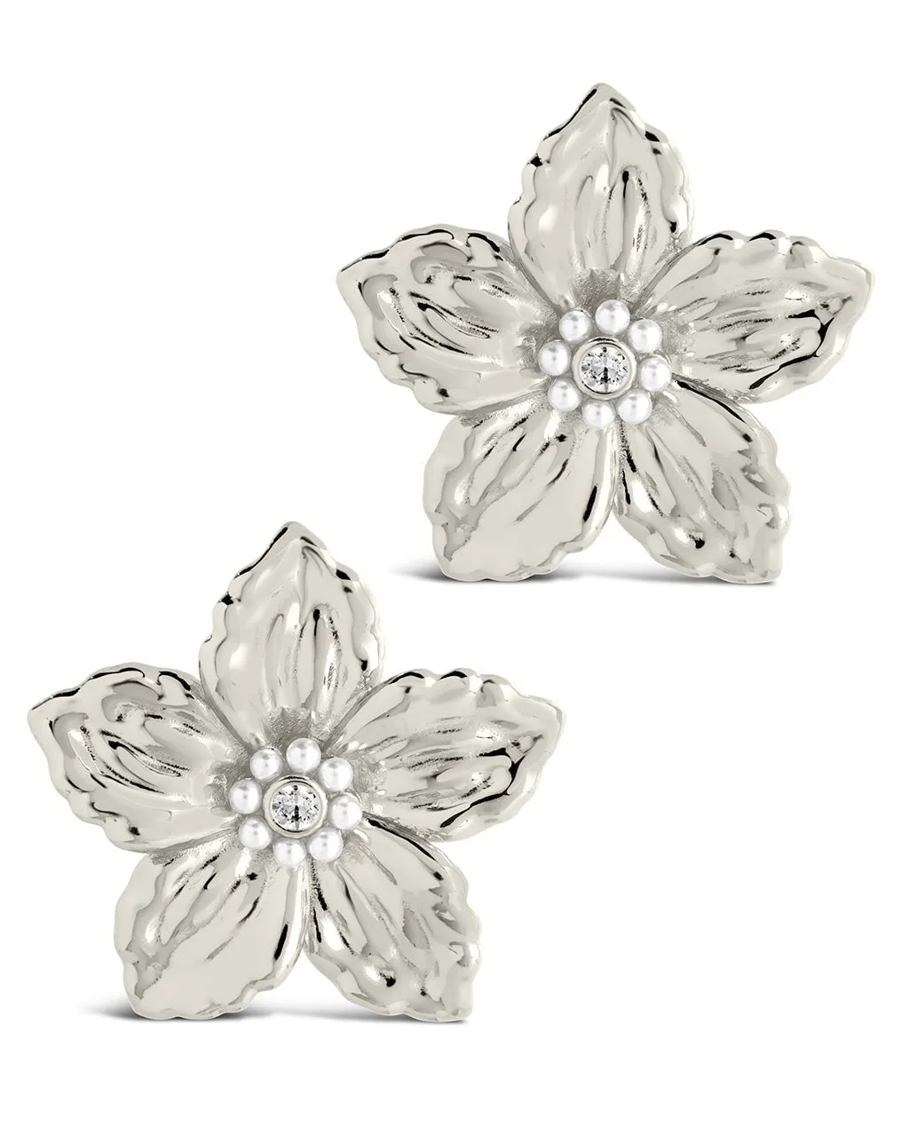 Ottilia Pearl & CZ Flower Stud Earrings