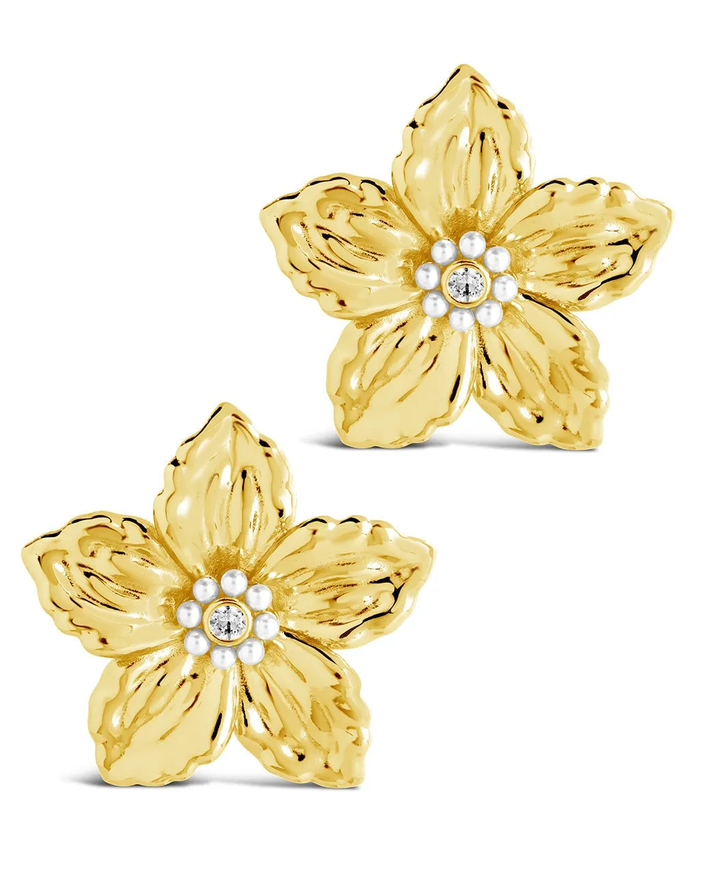 Ottilia Pearl & CZ Flower Stud Earrings