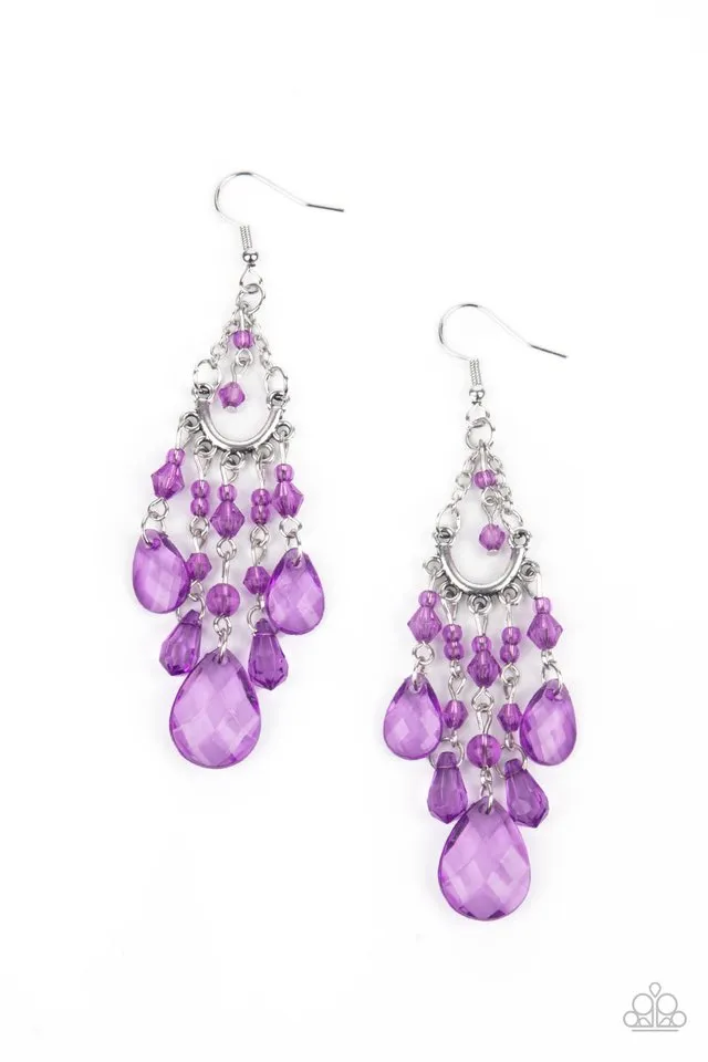 Paparazzi Earring ~ Paid Vacation - Purple