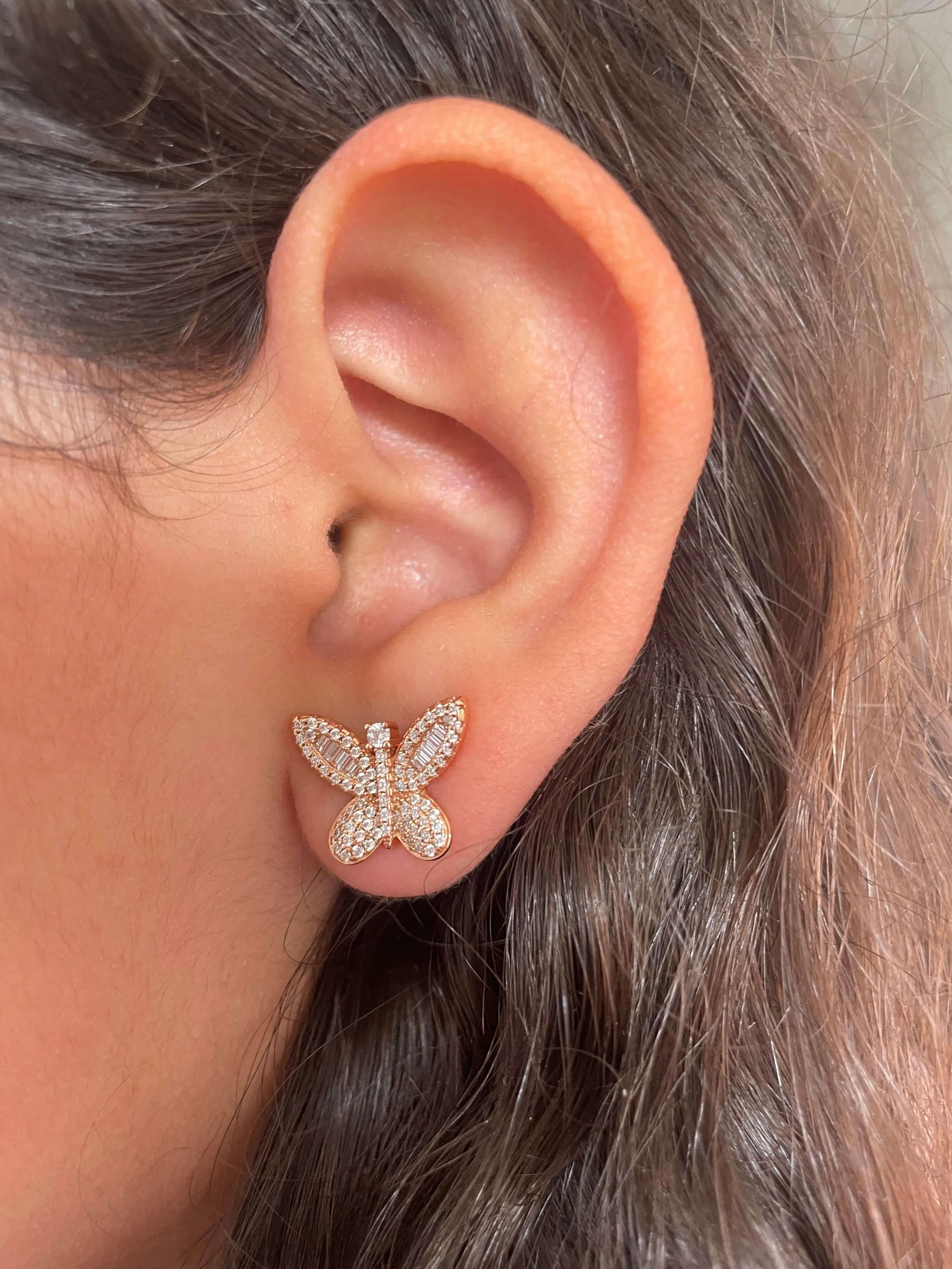 Shimmering Butterfly Earrings | Rose Gold