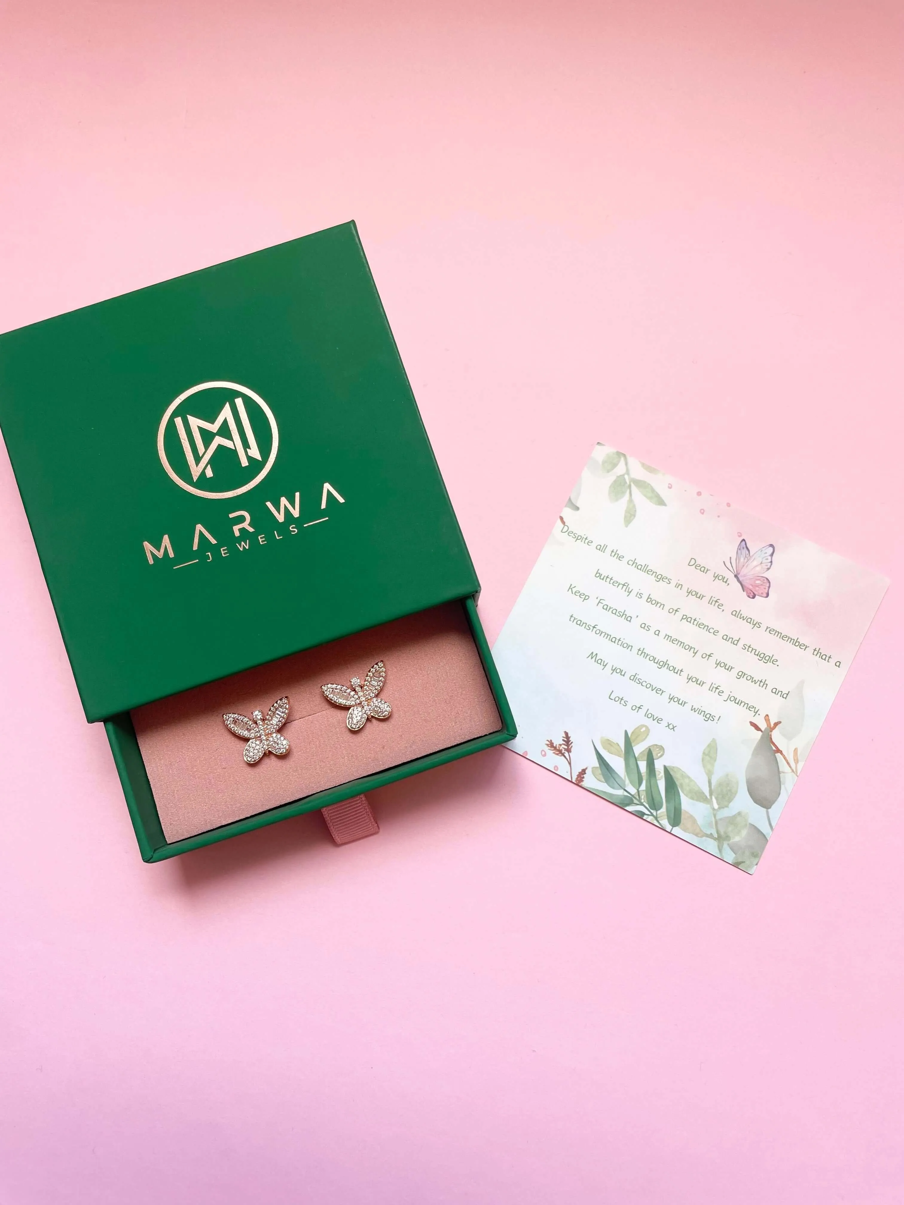Shimmering Butterfly Earrings | Rose Gold