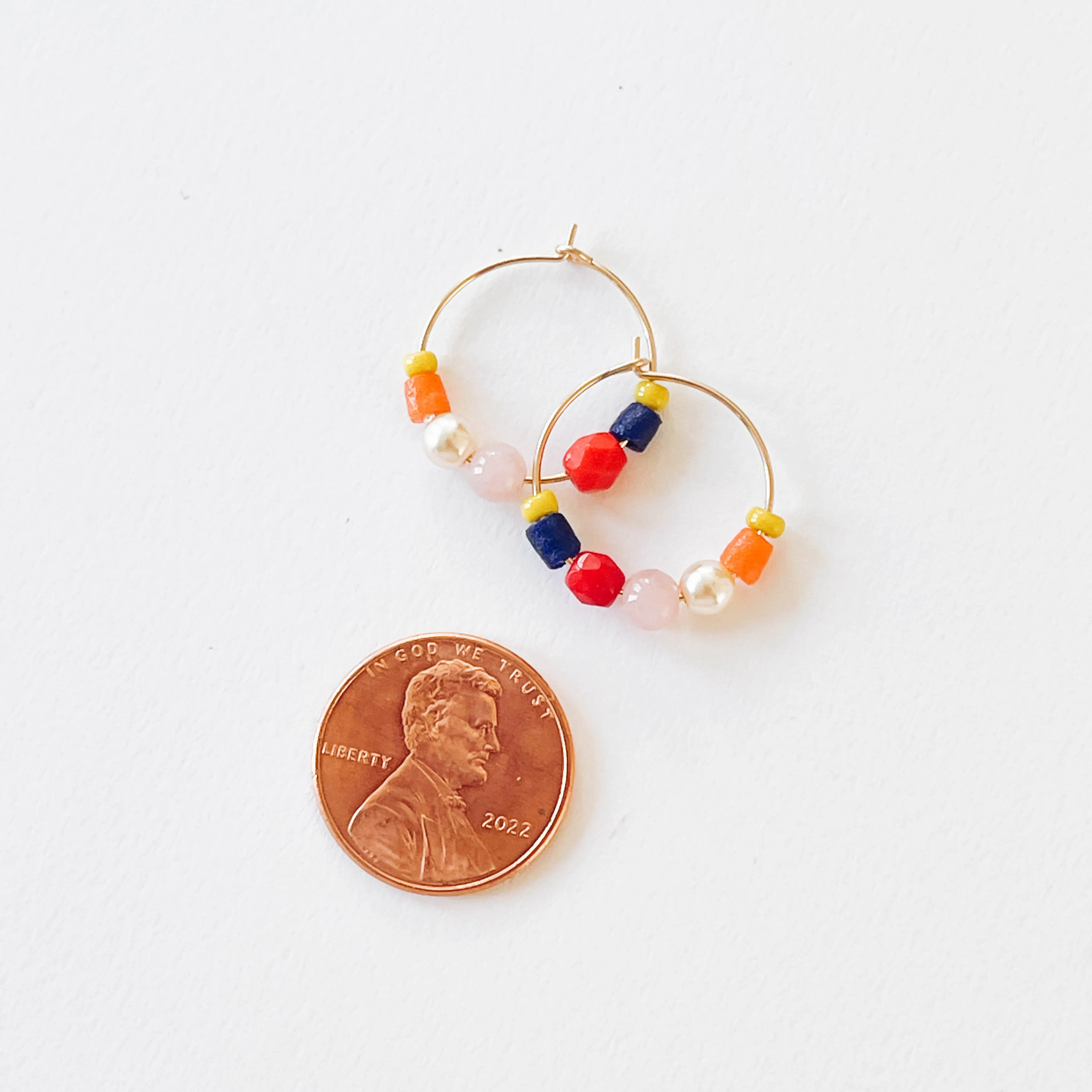 Small colorful gold filled hoops