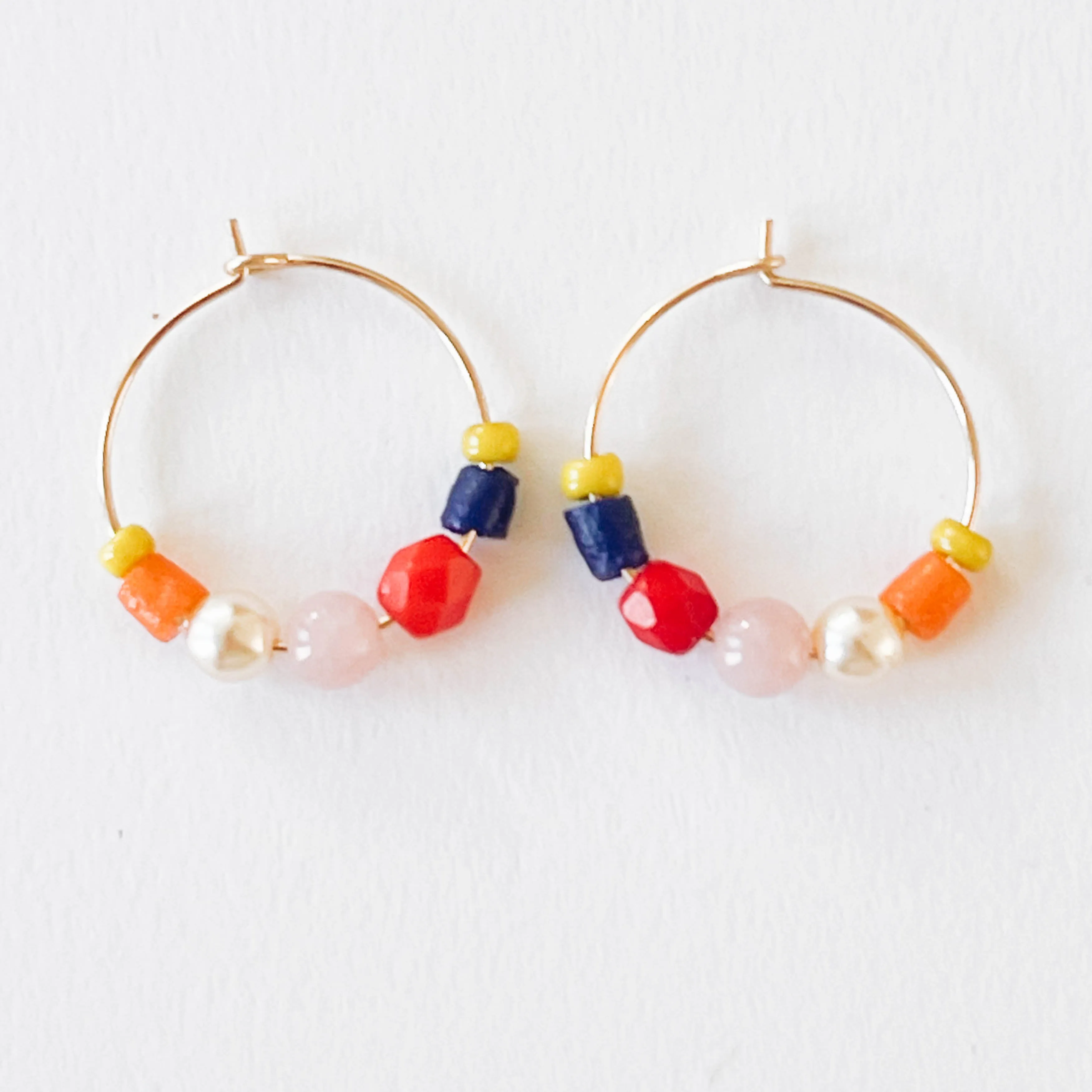 Small colorful gold filled hoops